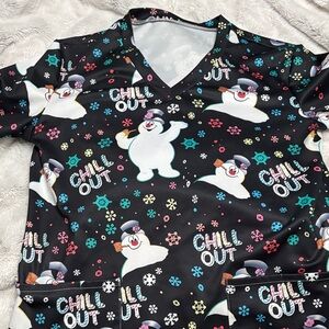 Women’s frosty the snowman scrub top